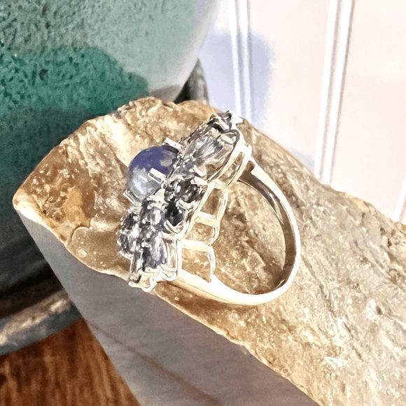 #007 Heirloom Sterling Silver Tanzanite & Iolite Ring-SZ 7 - Picture 6 of 7